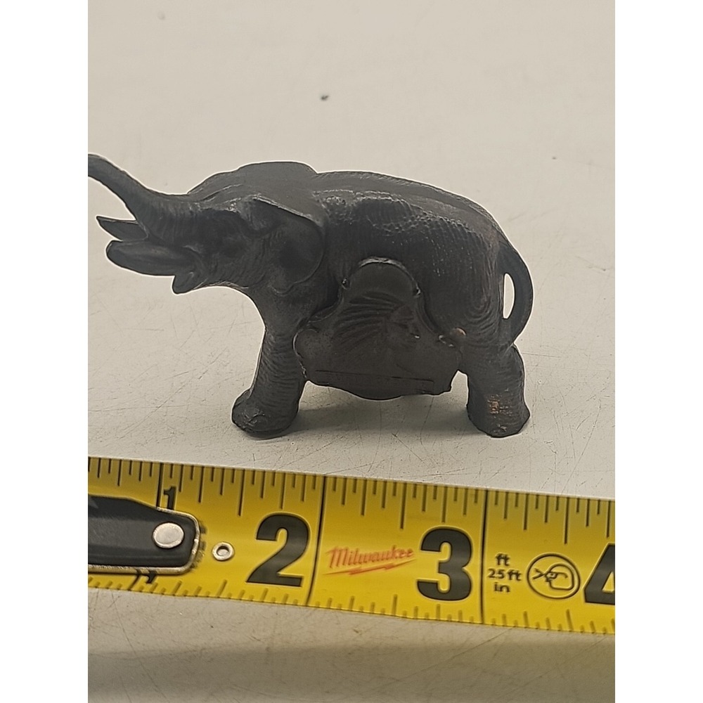 Antique Bronze Elephant Figurine Marking BURLINGTONIA heavy 3" Vintage